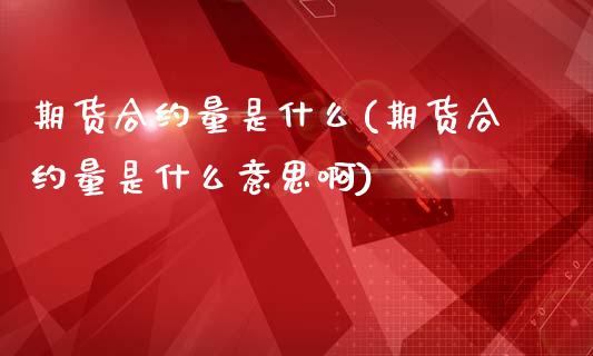 期货合约量是什么(期货合约量是什么意思啊)_https://www.zztgc.com_期货行情_第1张