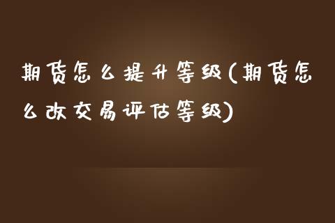 期货怎么提升等级(期货怎么改交易评估等级)_https://www.zztgc.com_黄金期货_第1张