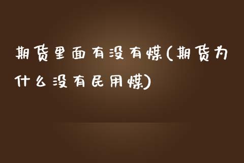 期货里面有没有煤(期货为什么没有民用煤)_https://www.zztgc.com_期货行情_第1张