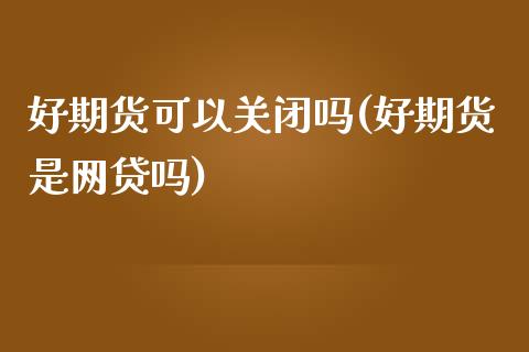 好期货可以关闭吗(好期货是网贷吗)_https://www.zztgc.com_期货入门_第1张