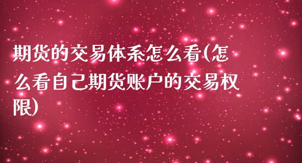 期货的交易体系怎么看(怎么看自己期货账户的交易权限)_https://www.zztgc.com_期货开户_第1张