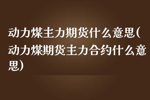 动力煤主力期货什么意思(动力煤期货主力合约什么意思)_https://www.zztgc.com_期货直播_第1张