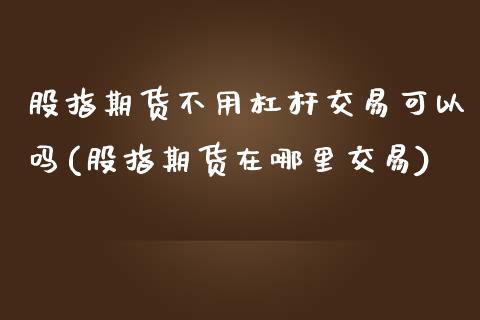 股指期货不用杠杆交易可以吗(股指期货在哪里交易)_https://www.zztgc.com_期货直播_第1张