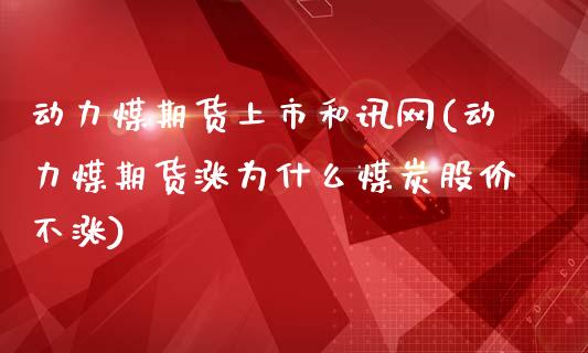 动力煤期货上市和讯网(动力煤期货涨为什么煤炭股价不涨)_https://www.zztgc.com_期货行情_第1张