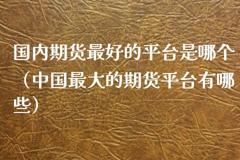 国内期货最好的平台是哪个（中国最大的期货平台有哪些）_https://www.zztgc.com_期货行情_第1张