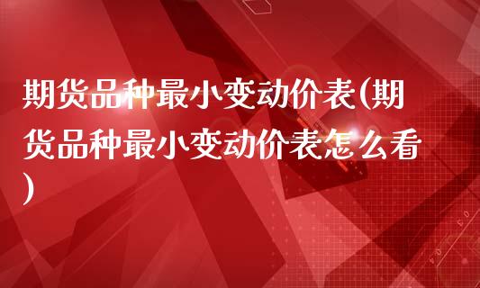 期货品种最小变动价表(期货品种最小变动价表怎么看)_https://www.zztgc.com_期货直播_第1张