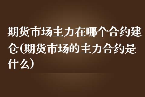 期货市场主力在哪个合约建仓(期货市场的主力合约是什么)_https://www.zztgc.com_期货入门_第1张