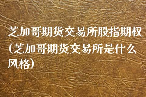 芝加哥期货交易所股指期权(芝加哥期货交易所是什么风格)_https://www.zztgc.com_期货直播_第1张