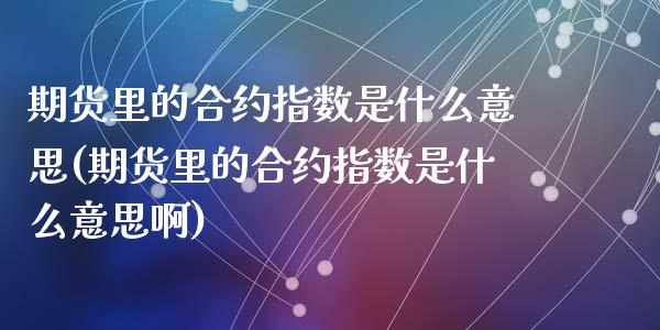 期货里的合约指数是什么意思(期货里的合约指数是什么意思啊)_https://www.zztgc.com_期货行情_第1张