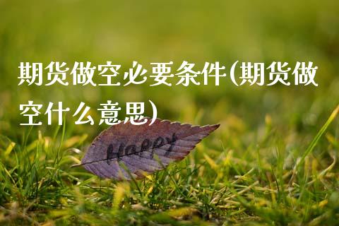 期货做空必要条件(期货做空什么意思)_https://www.zztgc.com_原油期货_第1张
