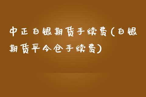 中正白银期货手续费(白银期货平今仓手续费)_https://www.zztgc.com_期货行情_第1张