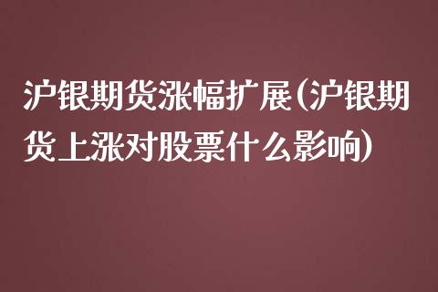 沪银期货涨幅扩展(沪银期货上涨对股票什么影响)_https://www.zztgc.com_黄金期货_第1张