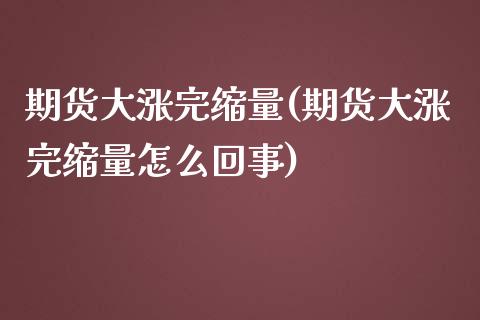 期货大涨完缩量(期货大涨完缩量怎么回事)_https://www.zztgc.com_期货入门_第1张