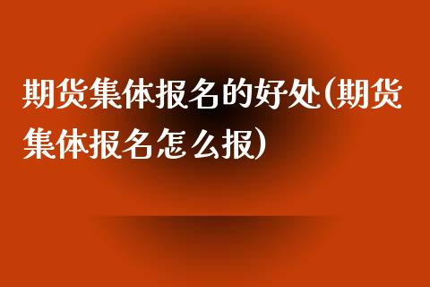 期货集体报名的好处(期货集体报名怎么报)_https://www.zztgc.com_期货行情_第1张
