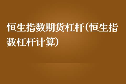 恒生指数期货杠杆(恒生指数杠杆计算)_https://www.zztgc.com_期货直播_第1张