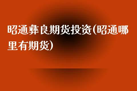 昭通彝良期货投资(昭通哪里有期货)_https://www.zztgc.com_期货直播_第1张
