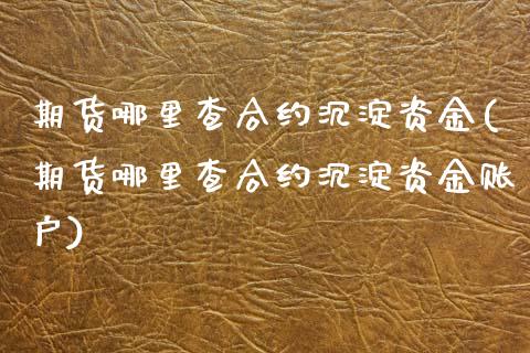 期货哪里查合约沉淀资金(期货哪里查合约沉淀资金账户)_https://www.zztgc.com_期货直播_第1张