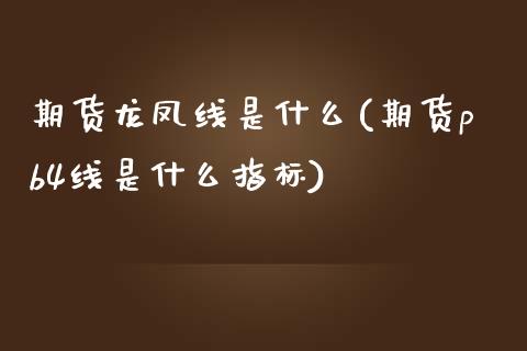 期货龙凤线是什么(期货pb4线是什么指标)_https://www.zztgc.com_黄金期货_第1张