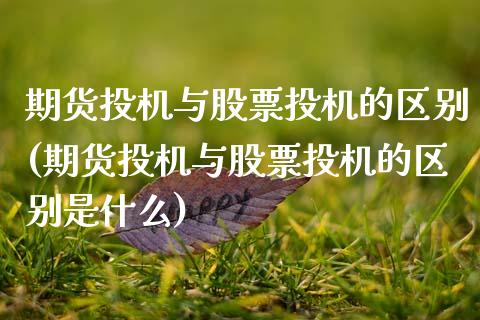 期货投机与股票投机的区别(期货投机与股票投机的区别是什么)_https://www.zztgc.com_期货直播_第1张