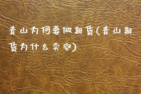 青山为何要做期货(青山期货为什么卖空)_https://www.zztgc.com_黄金期货_第1张