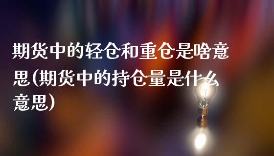 期货中的轻仓和重仓是啥意思(期货中的持仓量是什么意思)_https://www.zztgc.com_期货行情_第1张