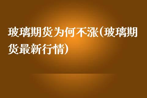 玻璃期货为何不涨(玻璃期货最新行情)_https://www.zztgc.com_期货直播_第1张