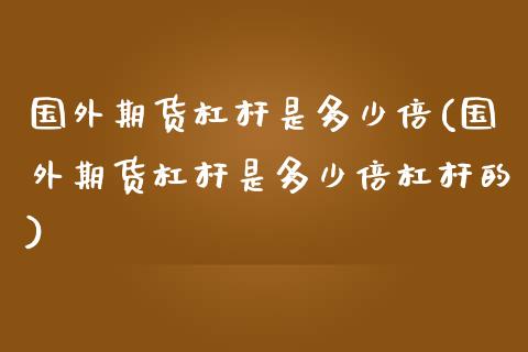 国外期货杠杆是多少倍(国外期货杠杆是多少倍杠杆的)_https://www.zztgc.com_黄金期货_第1张