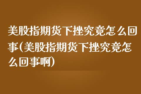 美股指期货下挫究竟怎么回事(美股指期货下挫究竟怎么回事啊)_https://www.zztgc.com_期货入门_第1张