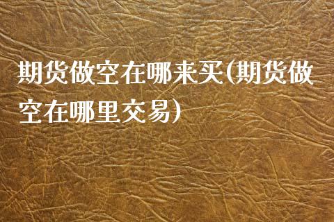 期货做空在哪来买(期货做空在哪里交易)_https://www.zztgc.com_原油期货_第1张