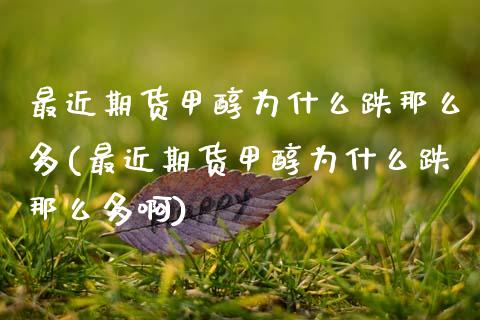 最近期货甲醇为什么跌那么多(最近期货甲醇为什么跌那么多啊)_期货入门_第1张_珍投期货网 最近期货甲醇为什么跌那么多(最近期货甲醇为什么跌那么多啊)_https://www.zztgc.com_期货入门_第1张