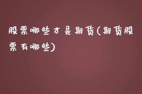 股票哪些才是期货(期货股票有哪些)_https://www.zztgc.com_原油期货_第1张