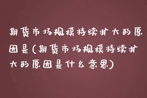 期货市场规模持续扩大的原因是(期货市场规模持续扩大的原因是什么意思)_https://www.zztgc.com_原油期货_第1张