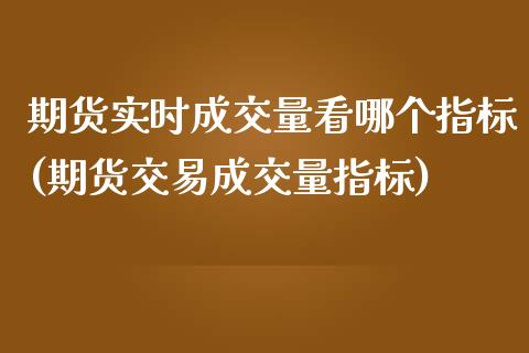 期货实时成交量看哪个指标(期货交易成交量指标)_https://www.zztgc.com_期货入门_第1张