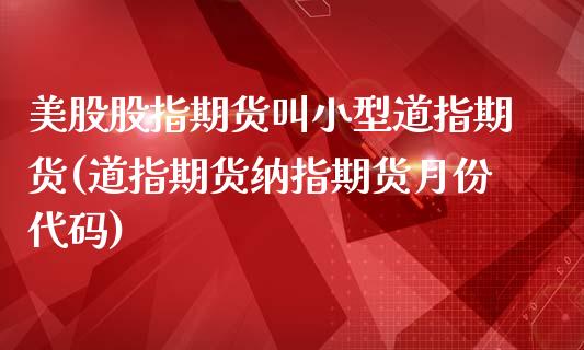 美股股指期货叫小型道指期货(道指期货纳指期货月份代码)_https://www.zztgc.com_期货入门_第1张