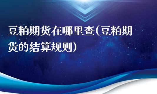 豆粕期货在哪里查(豆粕期货的结算规则)_https://www.zztgc.com_原油期货_第1张