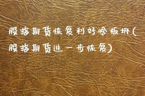 股指期货恢复利好啥板块(股指期货进一步恢复)_https://www.zztgc.com_黄金期货_第1张