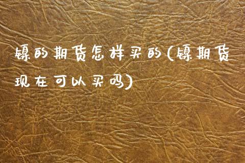 镍的期货怎样买的(镍期货现在可以买吗)_https://www.zztgc.com_期货入门_第1张