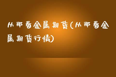从那看金属期货(从那看金属期货行情)_https://www.zztgc.com_期货直播_第1张