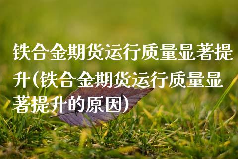 铁合金期货运行质量显著提升(铁合金期货运行质量显著提升的原因)_https://www.zztgc.com_黄金期货_第1张