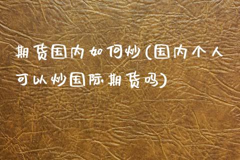 期货国内如何炒(国内个人可以炒国际期货吗)_https://www.zztgc.com_黄金期货_第1张