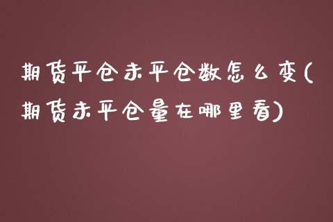 期货平仓未平仓数怎么变(期货未平仓量在哪里看)_https://www.zztgc.com_黄金期货_第1张