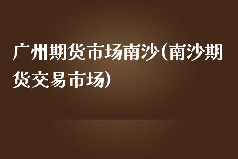 广州期货市场南沙(南沙期货交易市场)_https://www.zztgc.com_期货入门_第1张