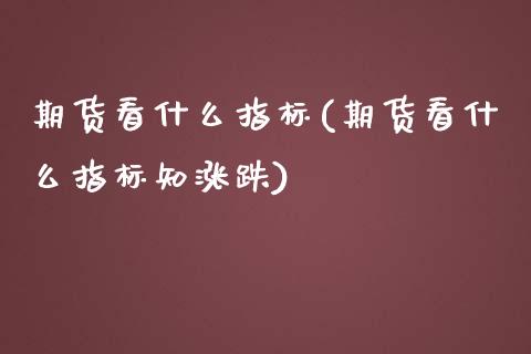 期货看什么指标(期货看什么指标知涨跌)_https://www.zztgc.com_原油期货_第1张