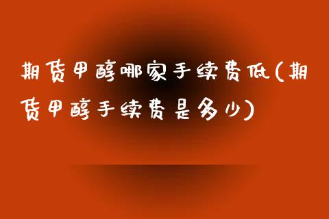 期货甲醇哪家手续费低(期货甲醇手续费是多少)_https://www.zztgc.com_原油期货_第1张