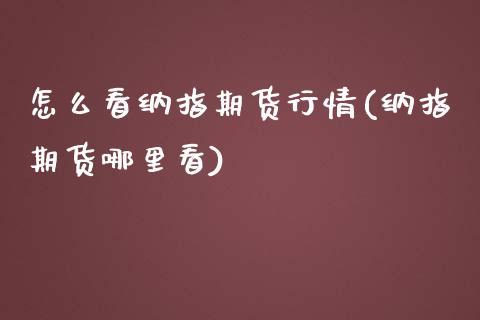 怎么看纳指期货行情(纳指期货哪里看)_https://www.zztgc.com_黄金期货_第1张