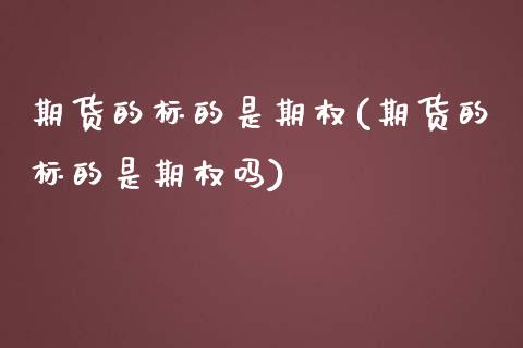 期货的标的是期权(期货的标的是期权吗)_https://www.zztgc.com_原油期货_第1张