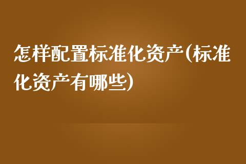 怎样配置标准化资产(标准化资产有哪些)_https://www.zztgc.com_期货直播_第1张