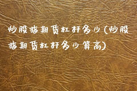 炒股指期货杠杆多少(炒股指期货杠杆多少算高)_https://www.zztgc.com_期货行情_第1张