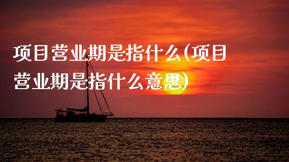 项目营业期是指什么(项目营业期是指什么意思)_https://www.zztgc.com_原油期货_第1张