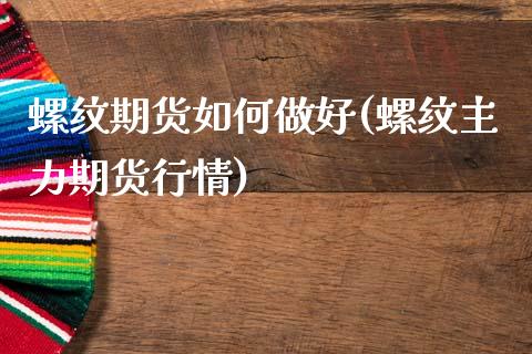螺纹期货如何做好(螺纹主力期货行情)_https://www.zztgc.com_期货直播_第1张